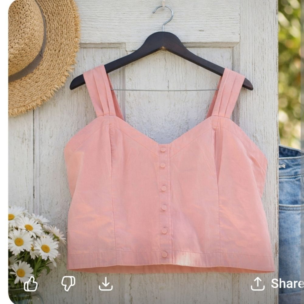 Abercrombie & Fitch Pink Button Front Crop Top Tank
